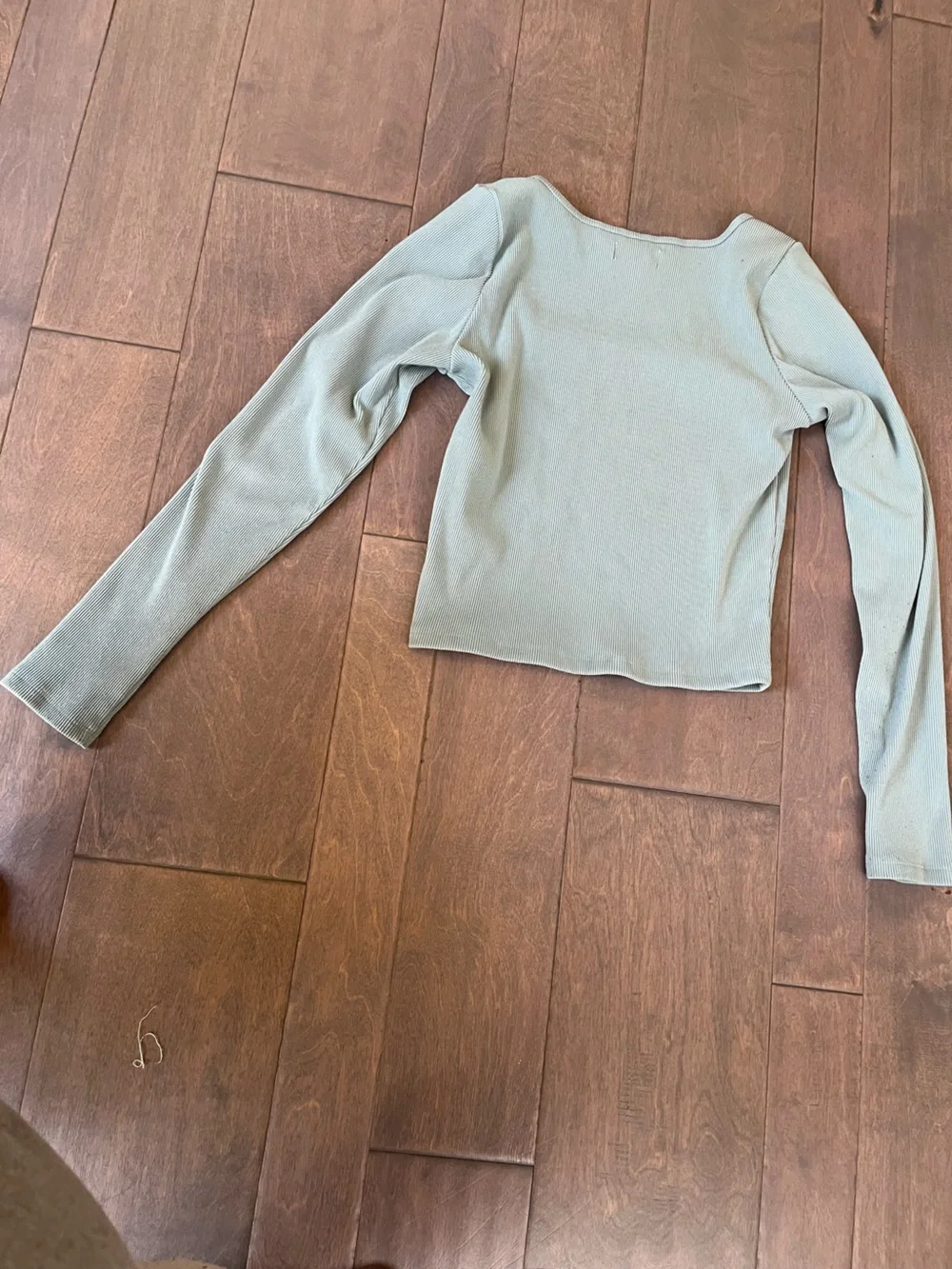 Hollister Sage Green Square Neck Long Sleeve Crop Top